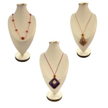 Imagem de Kit Com 3 Colar Feminino Maxi Novidade Sofisticado Minimalista Moda - 
