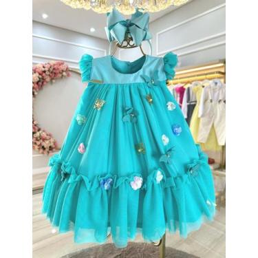 Imagem de Vestido Infantil Bebê Verde Jardim Encantado Luxo - vila lele, G