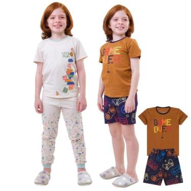 Imagem de Kit 2 Conjuntos Pijama Infantil para Meninos ou Meninas 1 Inverno Meia