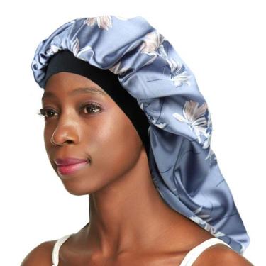 Imagem de Boné de dormir Awefeel Large Braids Satin Bonnet Jumbo Azul Claro