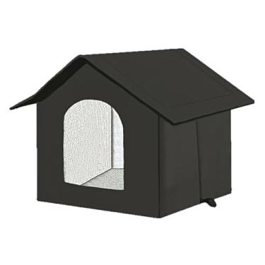Imagem de Stgfyxgs Casa para gatos ao ar livre, cama para gatos, cães e animais selvagens, fácil de montar, dobrável, suprimentos para animais de estimação, abrigo, Black L