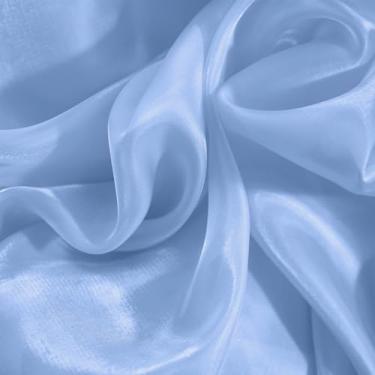 Imagem de Entisn Tecido de organza brilhante, 10 jardas contínuas com 140 cm de largura de organza transparente, tecido azul claro brilhante para fantasia de palco, vestido moderno, artesanato DIY, decoração de