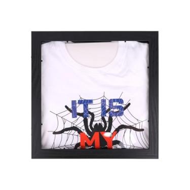 Imagem de Moldura para Exposição de T-Shirts, Caixa de Exposição Parede T-Shirts Painel Artificial Preto 33x33 cm Moldura para Camisas Medalhas Flores Secas e Fotos