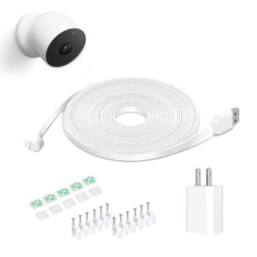 Imagem de DIANMU Cabo De Alimentação E Adaptador 26 Pés Para Google Nest Cam, Externo Ou Interno (Bateria), Carregamento À Prova Intempéries Com Carregador Sua Câmera - 2ª Geração, 1 Pacote