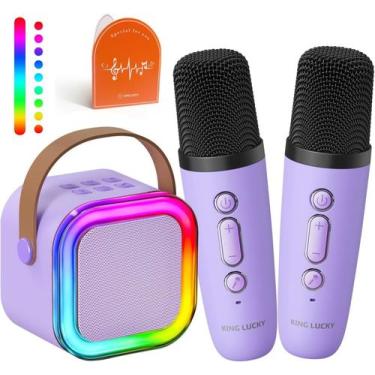 Imagem de Máquina de karaokê Kinglucky Mini para crianças com 2 microfones sem f