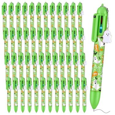 Imagem de Sayglossy 48 canetas esferográficas retráteis de 6 cores com pingente fantasma 0,7 mm, 6 em 1, canetas esferográficas retráteis de 6 cores para escritório, material escolar, lembrancinhas de festa