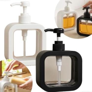 Imagem de Dispenser Porta Sabonete Líquido Minimalista Visor Transparente Banheiro, Cozinha ou Lavabo Plástico Resistente Design Moderno Minimalista e Sofisticado cor Preto - 500ml - Luiggi Presentes®