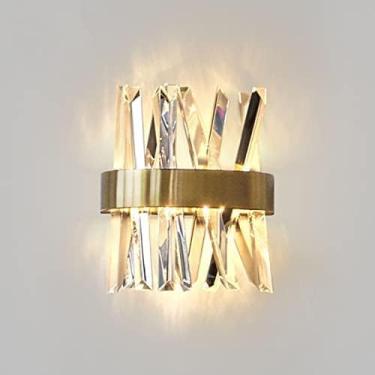 Imagem de Candeeiro de parede moderno candeeiro de parede de ouro cristal LED de interior quarto candeeiro de noite iluminação de sala de estar decoração luz candeeiro de corredor luzes de escada Blan