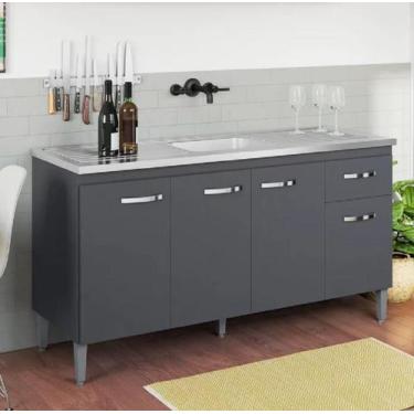 Imagem de Balcão Gabinete Para Pia Gabriela 150mt 4 portas 1 gaveta Sem Tampo Ci