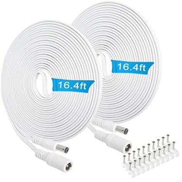 Imagem de Pacote com 2 cabos de extensão CC de 5,5 mm x 2,1 mm 12 V, adaptador de alimentação para câmera de segurança CCTV, câmera IP de vigilância, faixa de LED, cabo plano de 24 V 12 volts macho para fêmea