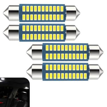 Imagem de Zikefest 4 peças 578 lâmpadas LED, 211-2 212-2 569 6411 6451 lâmpada LED super brilhante 42 mm para placa, porta-luvas, porta-malas, cúpula e luz de cortesia para os pés 6500K branca super brilhante
