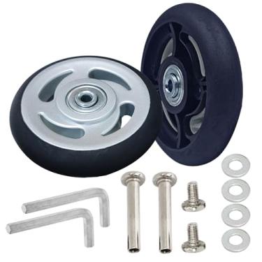 Imagem de Bestookits Rodas de bagagem de substituição Conjunto de reparo de rodas transparentes para reparo de carrinhos resistentes ao desgaste para bolsa de carrinho, skate em linha e rodízios, Preto, 85x20mm