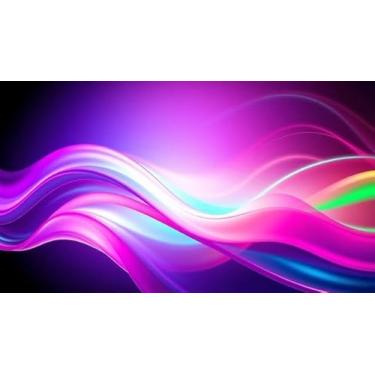 Imagem de Quadro Decorativo com Estampa Abstract Flowing Light Ribbons Vibrant Neon Colors 40 x 40 Papel 1 unidade