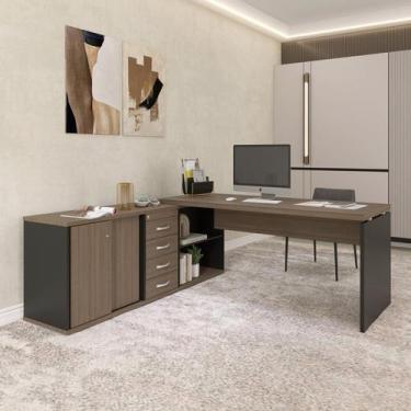 Imagem de Mesa Balcão para Escritório com 4 Gavetas 189x75cm - Pandin Móveis