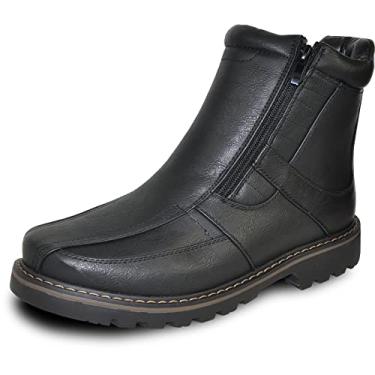 Imagem de bravo! Bota de inverno masculina com forro de pele e zíper duplo à prova d'água preta e marrom, Preto 12, 10.5