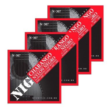 Imagem de Kit 4 Encordoamentos Charango Nig N-307 Nylon Preto
