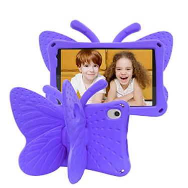 Imagem de Tading Capa infantil para tablet TCL Tab 8 LE lançado em 2023, capa protetora de espuma EVA à prova de borboleta fofa para TCL Tab 8 LE (modelo: 9137W)/TCL Tab 8 WiFi (modelo: 9132X) - roxo