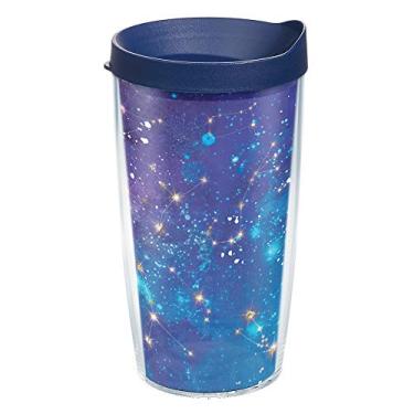 Imagem de Tervis Copo de viagem Zodiac Galaxy Made in USA de parede dupla com isolamento térmico mantém as bebidas frias e quentes, 473 ml, clássico
