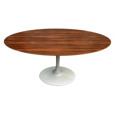 Imagem de Mesa Saarinen Oval Pau Ferro 160x90cm - Base Branca