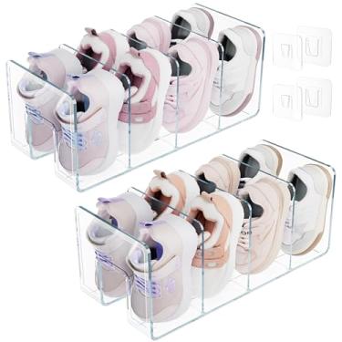 Imagem de Artressel Sapateira infantil transparente, organizador de sapatos de bebê de acrílico com 4 seções, pequeno suporte empilhável para armário ou entrada (pacote com 2)