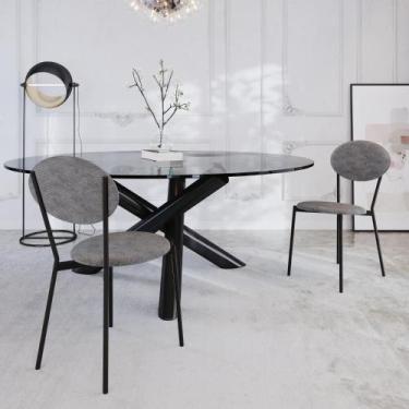 Imagem de Cadeira de Jantar Avulsa Vintage Elipse com Estrutura Preta - Metalig