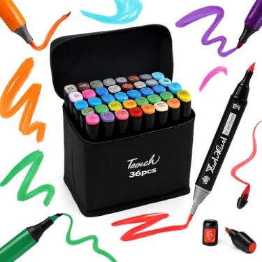 Imagem de Marcadores Profissionais de Ponta Dupla para Colorir e Desenhar, 36 Cores Vivas, Conjunto de Canetinhas - Premium