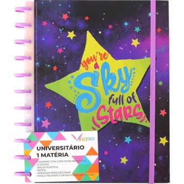Imagem de Caderno Capa Dura Feminina Com Discos 80 Folhas Pautadas De Tamanho A4 27,5 * 20 CM (Estrela)