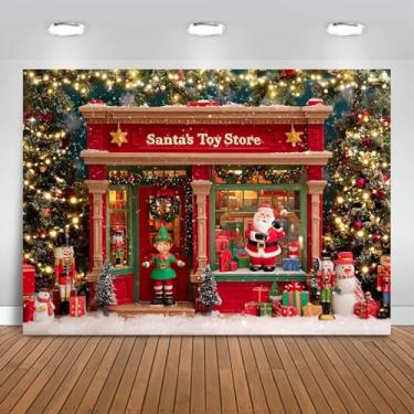 Imagem de Mocsicka Pano de fundo de loja de brinquedos de Natal do Papai Noel, decorações de festa de feliz Natal, quebra-nozes, soldado, árvores de Natal para fotografia de festa de férias em família (vermelho
