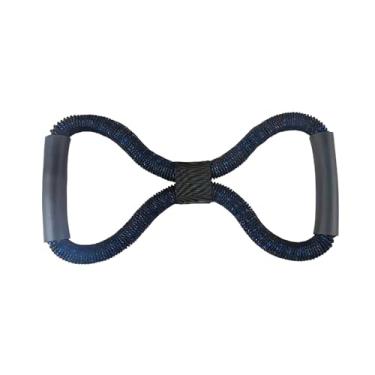 Imagem de menolana Faixa elástica de resistência em 8 formatos, exercitador de braço, perna, maca de mão para homens e mulheres, corda de puxar para exercícios de, Preto Azul