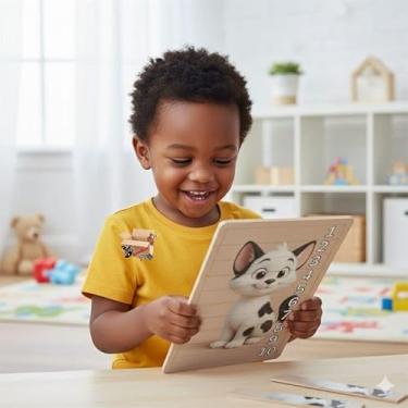 Imagem de Brinquedo Pedagógico Educativo Em Madeira Quebra Cabeça Infantil Animais + Números (Gato 1 A 10)