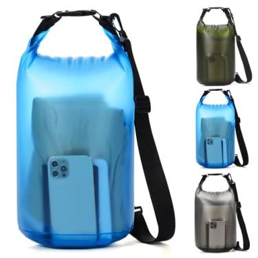 Imagem de Sacos secos para caiaque à prova d'água, bolsa de armazenamento a seco de 5L/10L, bolsa leve para natação, passeios de barco, pesca, viagens, acampamento e praia, pequeno (azul)