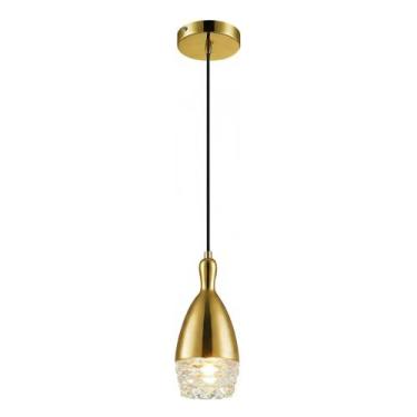 Imagem de Pendente Dourado Vidro Transparente 23cm 1G9 PE-039/1 Mais Luz - MAISL