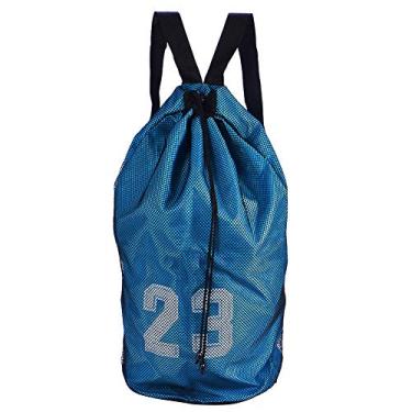Imagem de Mochila de superfície de malha Qanyegn, mochila de malha exercitando, bolsa de cordão de ombro para basquete, futebol, futebol, treinamento esportivo (Azul)