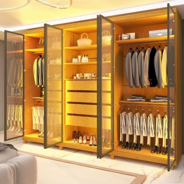 Imagem de Guarda-roupas Casal Absolut New 6 Portas Com 6 Portas Reflecta Com Pés Naturale - Gelius