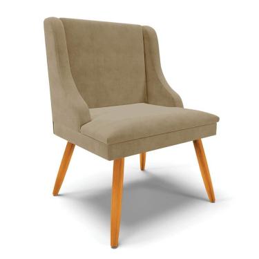 Imagem de Cadeira Estofada para Sala de Jantar Pés Palito Lia Suede Marrom RT - Ibiza