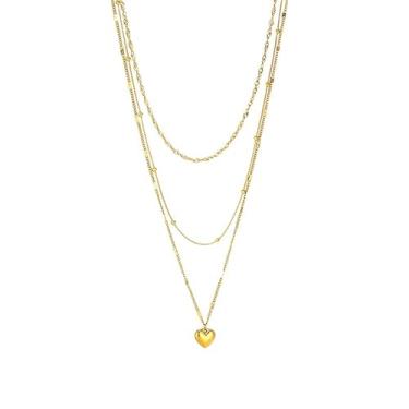 Imagem de Gmai Colares em camadas para mulheres banhados a ouro 3/4/5 peças conjunto de colar empilhável ajustável com pingente de moeda de cruz de pérola delicada ouro prata gargantilha corrente joia presente