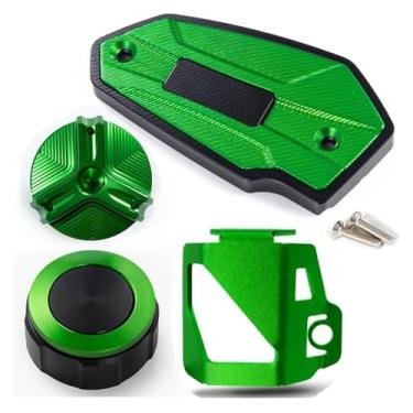 Imagem de Compatível com Z 900 Z900 2017-2022 2023 2024 tampas de fluido de freio dianteiro e traseiro da motocicleta e acessórios de proteção da tampa de enchimento de óleo (quatro verdes)