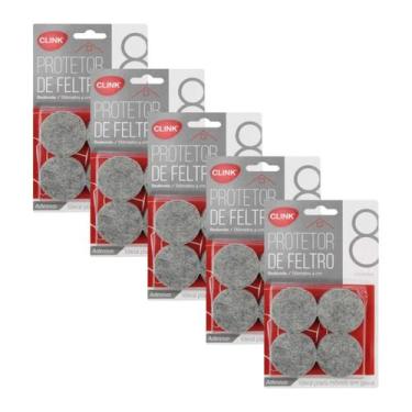 Imagem de Protetor de Feltro Redondo Adesivo Móveis Clink Kit 40 Peças 4,2cm