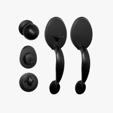 Imagem de Fechadura Blim Blim Para Porta Dupla Retrô Alça Dupla Preta