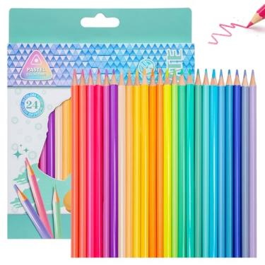 Imagem de Ouksma 24 Colored Pencils Set – Soft Core, Pre-Sharpened, Break-Resistant – Ideal for Coloring Books, Drawing, Sketching, School Art Supplies (Pastel Colors)