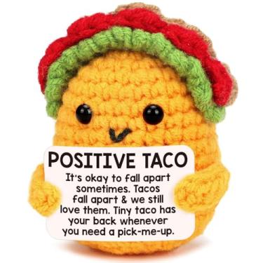Imagem de TuSuQing Mini Emotional Taco Support Positive Crochet Animals Funny Easter Day Birthday Gifts for Women Mom Daughter Sister Friend Inspirational Gifts Handmade Knitted Taco Cute Christmas E