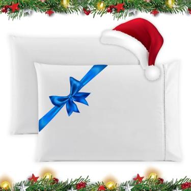 Imagem de Fronha Avulsa Percal 600 Fios Algodão Ponto Palito 70x50cm Antiácaro, Anti-pilling Toque Macio (Branco)