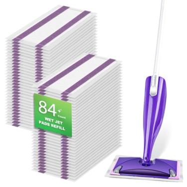 Imagem de Pacote com 84 refis de esfregão elétrico compatíveis com esfregão Swiffer Power, para refil de almofadas molhadas Swiffer, para limpeza de piso, sem cheiro