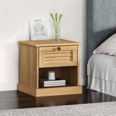 Imagem de Mesa Cabeceira 1 Gaveta Nicho Madeira de Pinus Maciça Cera