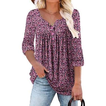 Imagem de Blusa túnica feminina ROSELINLIN com babados, folgada, manga comprida