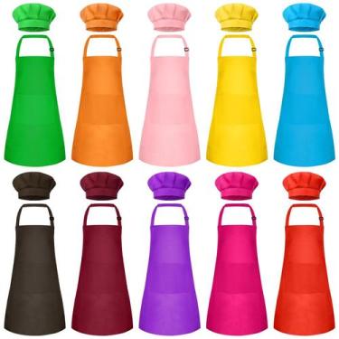 Imagem de Conjunto de avental e chapéu de chef para crianças Bouiexye, 10 conjun