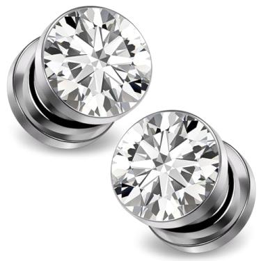 Imagem de Ocptiy 10G-00G Astm F136 Túneis de titânio para parafusos de orelha, ajustados, alargadores, alargadores, alargador, piercing de joias para mulheres e homens, prata, ouro, 1 par, 10 Gauge = 2.5mm