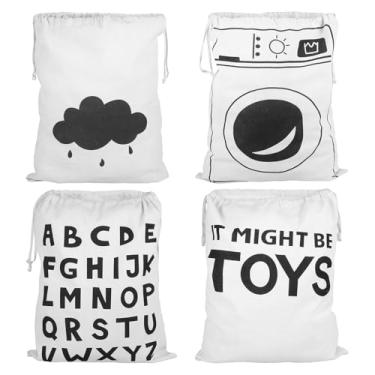 Imagem de Bolsa de roupa grande com cordão de lona com cordão de 39 x 60 cm, mochila de lavanderia lavável para mala de viagem para casa (4 peças)