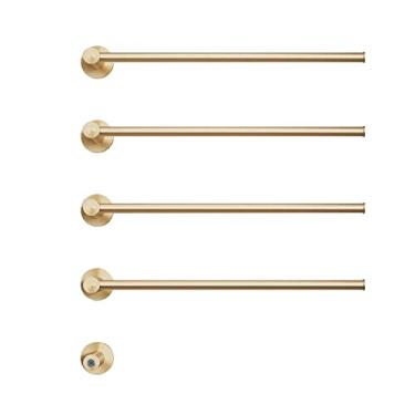 Imagem de Aquecedor de toalha de banheiro e escorredor, toalheiro aquecido de aço inoxidável, 3/4/5 varões para montagem na parede, termostato inteligente de 45 ℃ (4 polos dourados)