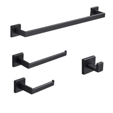 Imagem de WANGKENSU Acessórios de banheiro acessórios de banheiro ouro escovado barra de toalha de parede trilho suporte de papel gancho de aço inoxidável cabide de rack de banheiro moderno (gancho de níquel